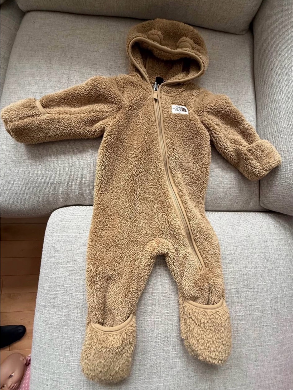 The North Face Kids Brown Sherpa Footed One-Piece Hoodie